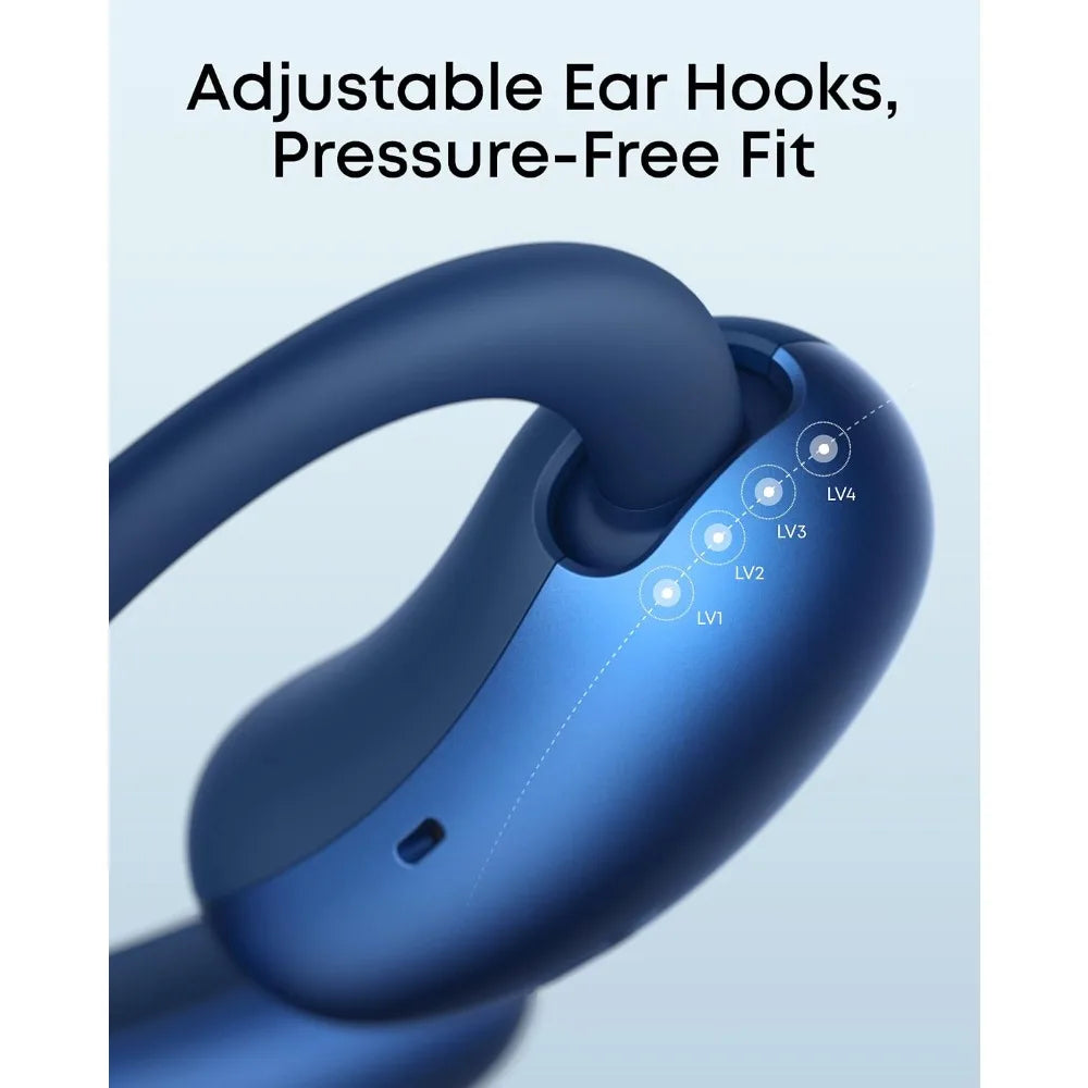Open-Ear Headphones with Real-Time Translation, Adjustable Fit, Rich Bass, Hi-Res Audio, 42H Playtime, and Wireless Charging